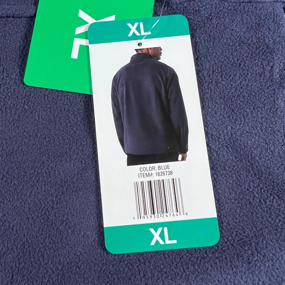 32 Degrees Heat Mens Pullover Fleece Shirt Navy Blue Size XL Snap Neck NWT